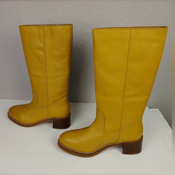 Frye Camryn Genuine Leather Tall Pull On Campus Boots in Banana Size 10 - Picture 12 of 15